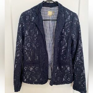 Ecru Brand Gingham and Lace Blazer Jacket sz 8 Medium